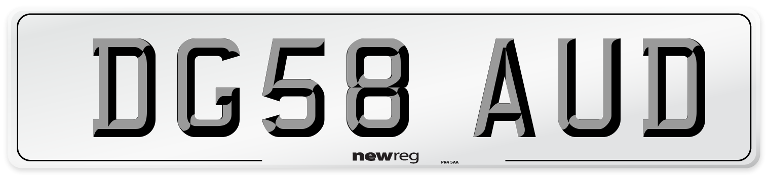 DG58 AUD Number Plate from New Reg